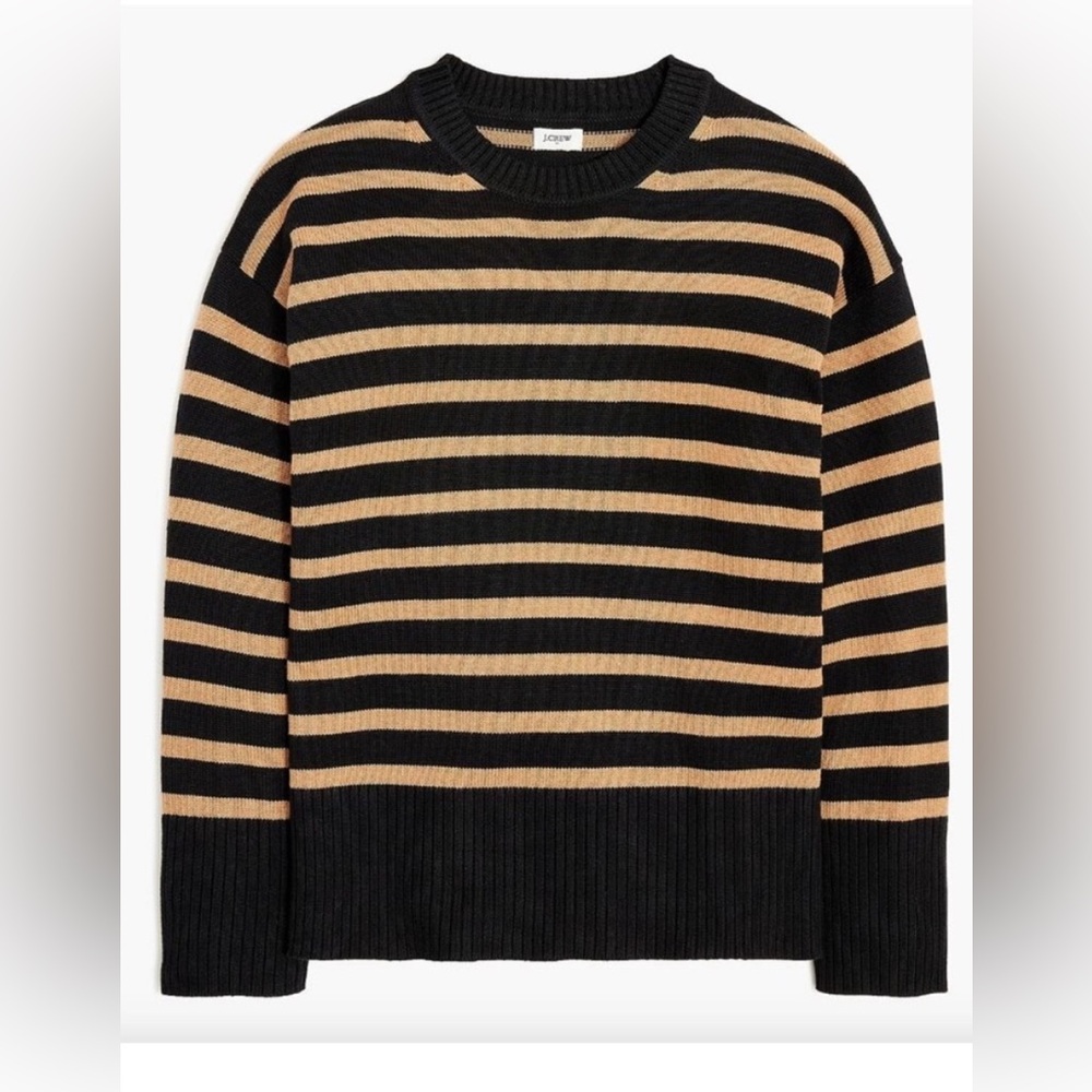 J Crew black and tan striped sweater size large